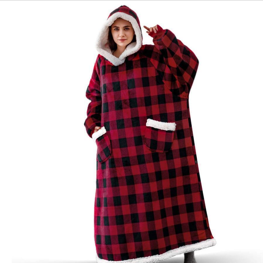 Hoodie Blanket Women Men Oversized Pullover With Pockets